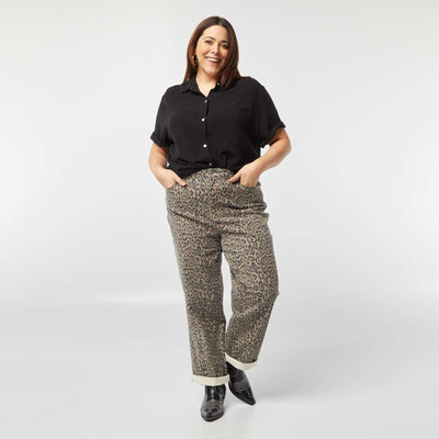 Linen-blend blouse BLACK