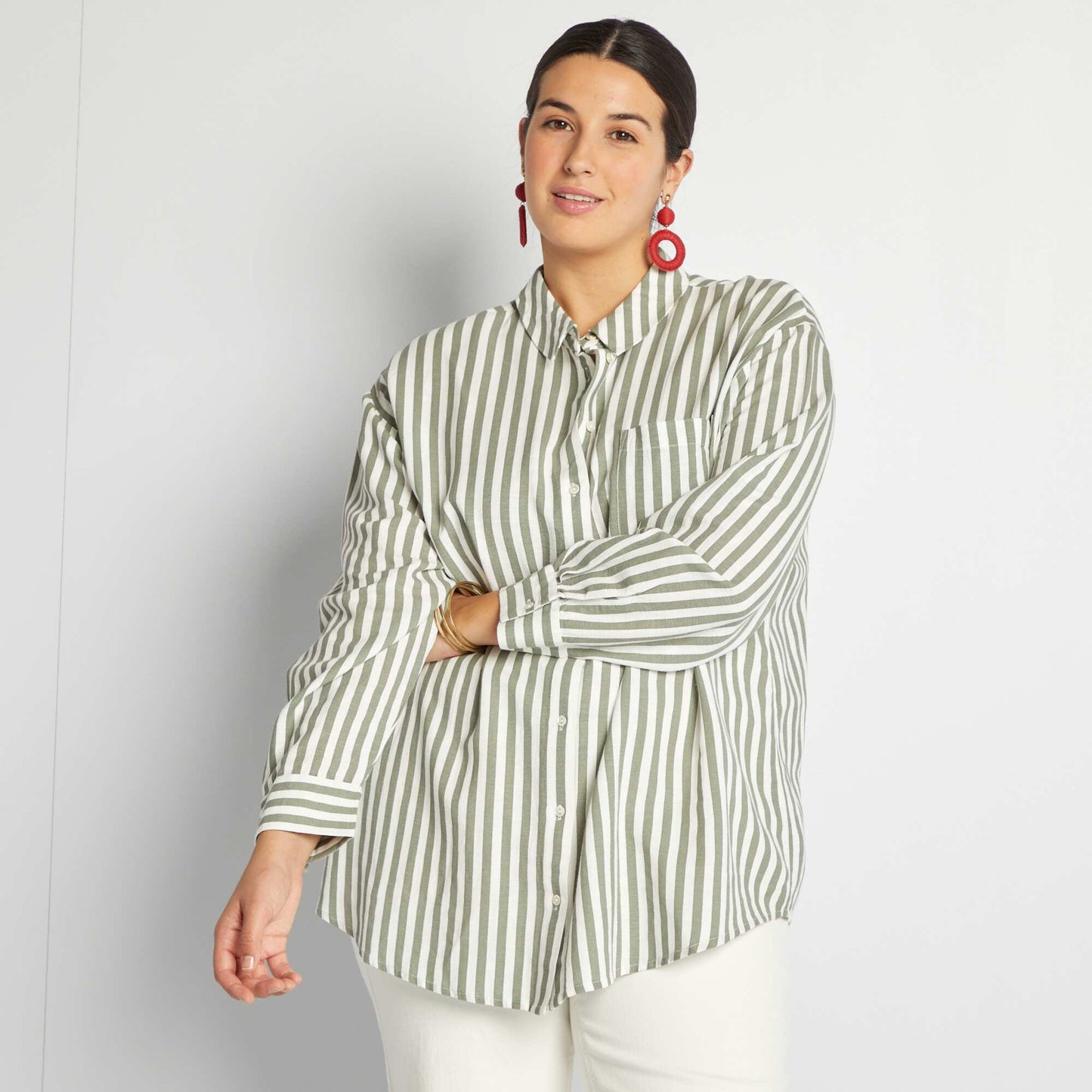 Linen-blend shirt BEIGE