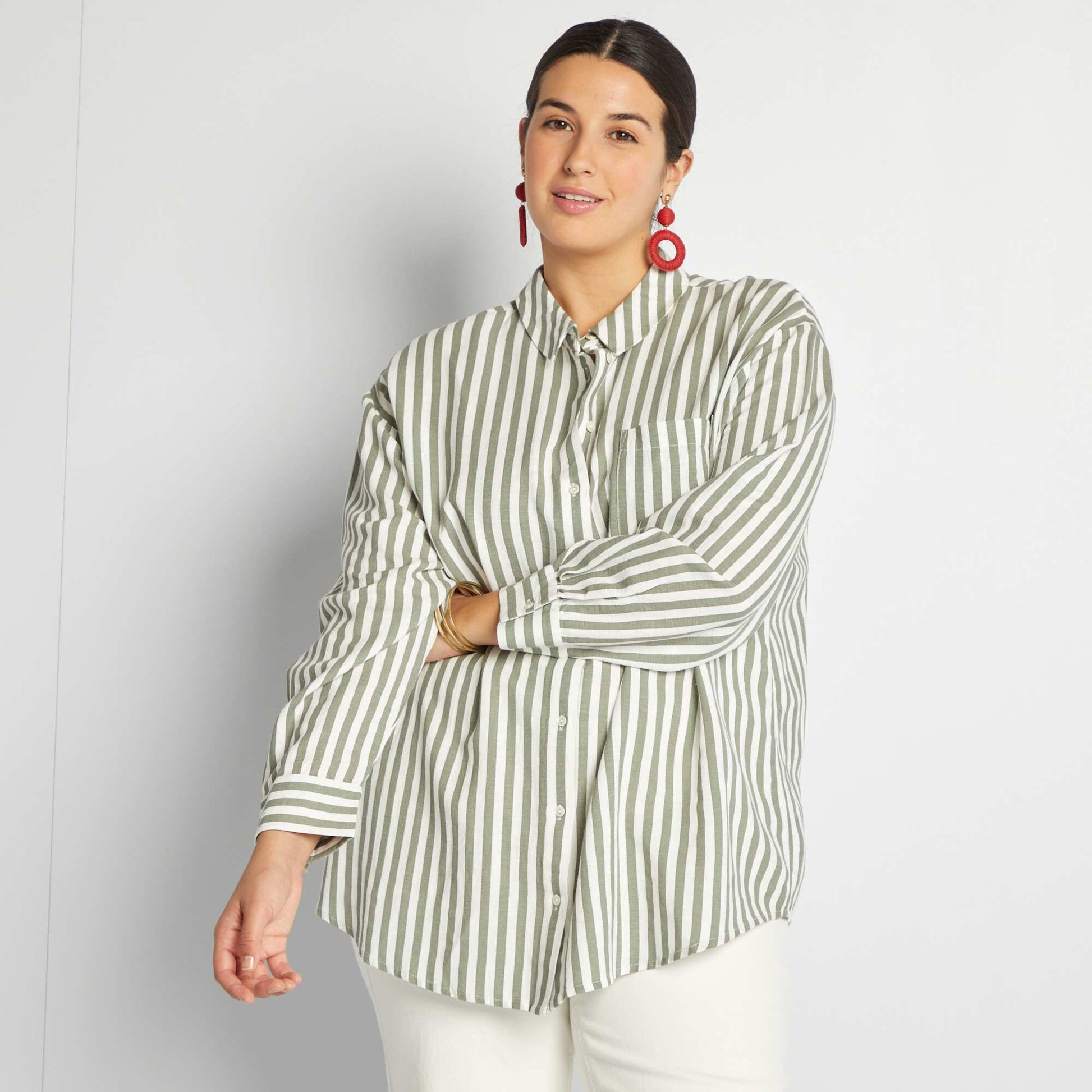 Linen-blend shirt BEIGE