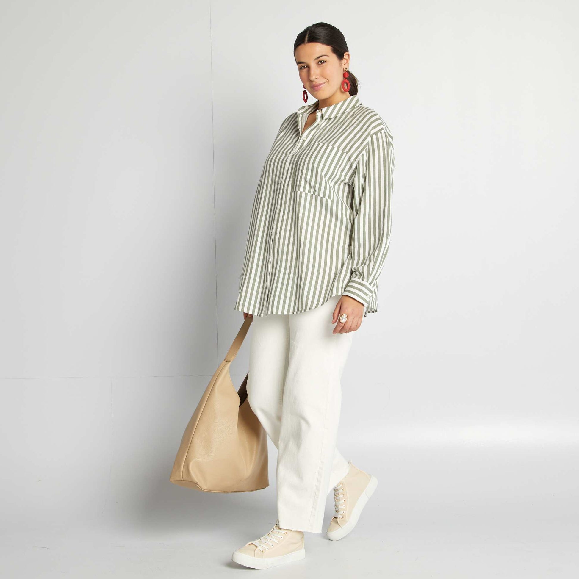 Linen-blend shirt BEIGE