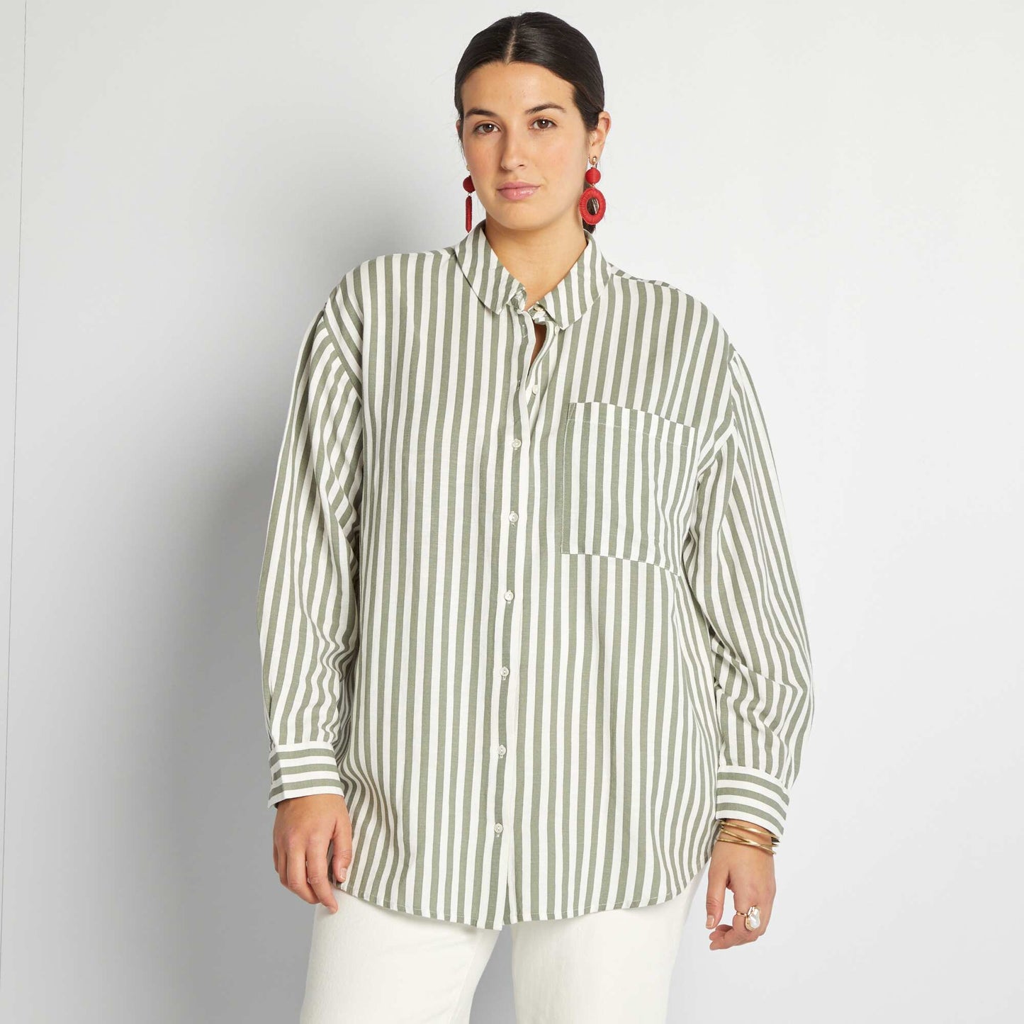 Linen-blend shirt BEIGE
