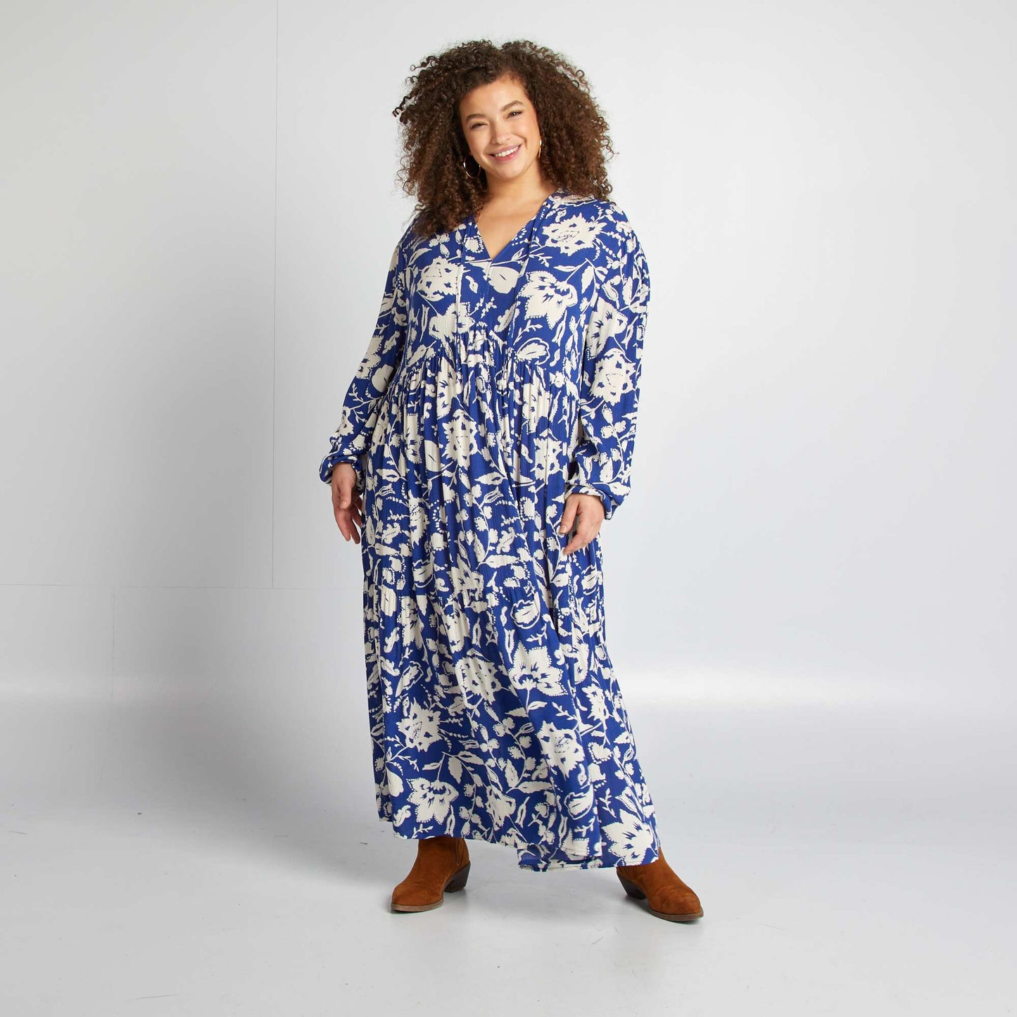 Long patterned dress BLUE