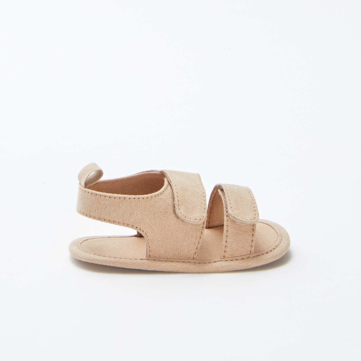 Canvas hook and loop sandals BEIGE