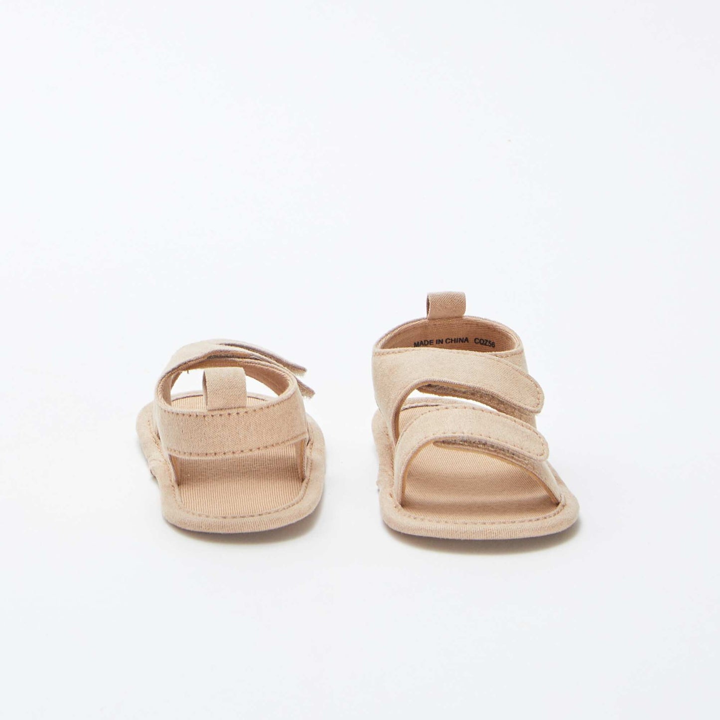 Canvas hook and loop sandals BEIGE