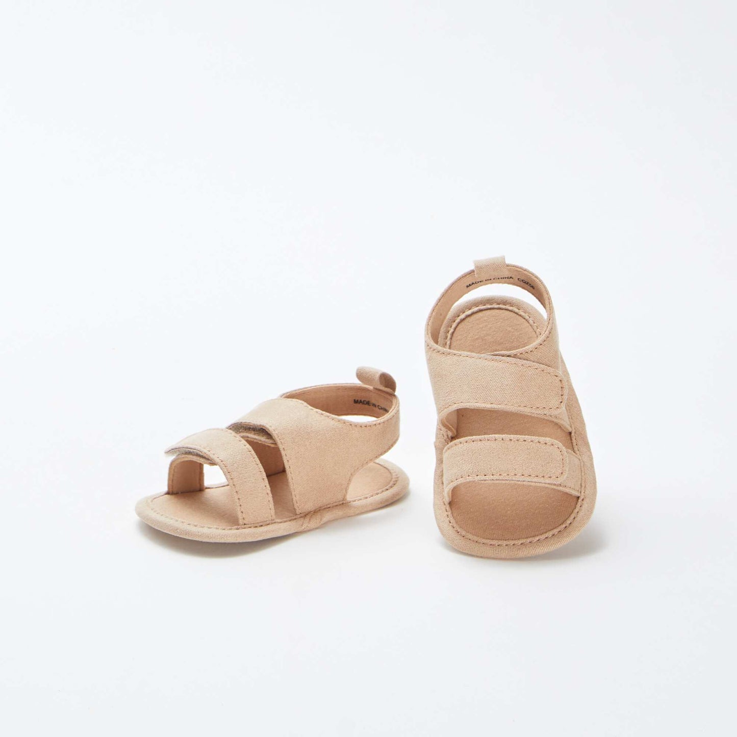 Canvas hook and loop sandals BEIGE