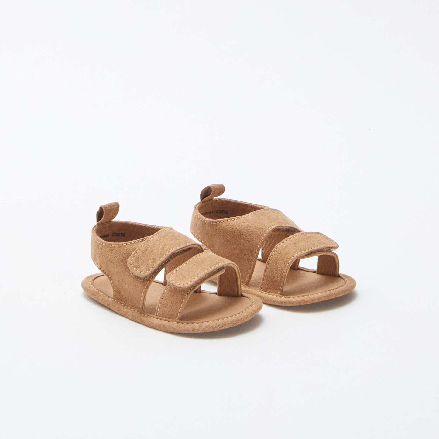 Canvas hook and loop sandals BROWN