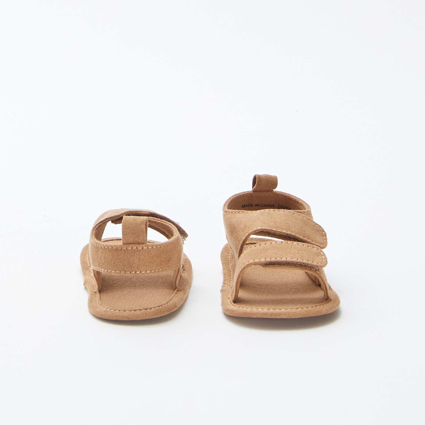 Canvas hook and loop sandals BROWN