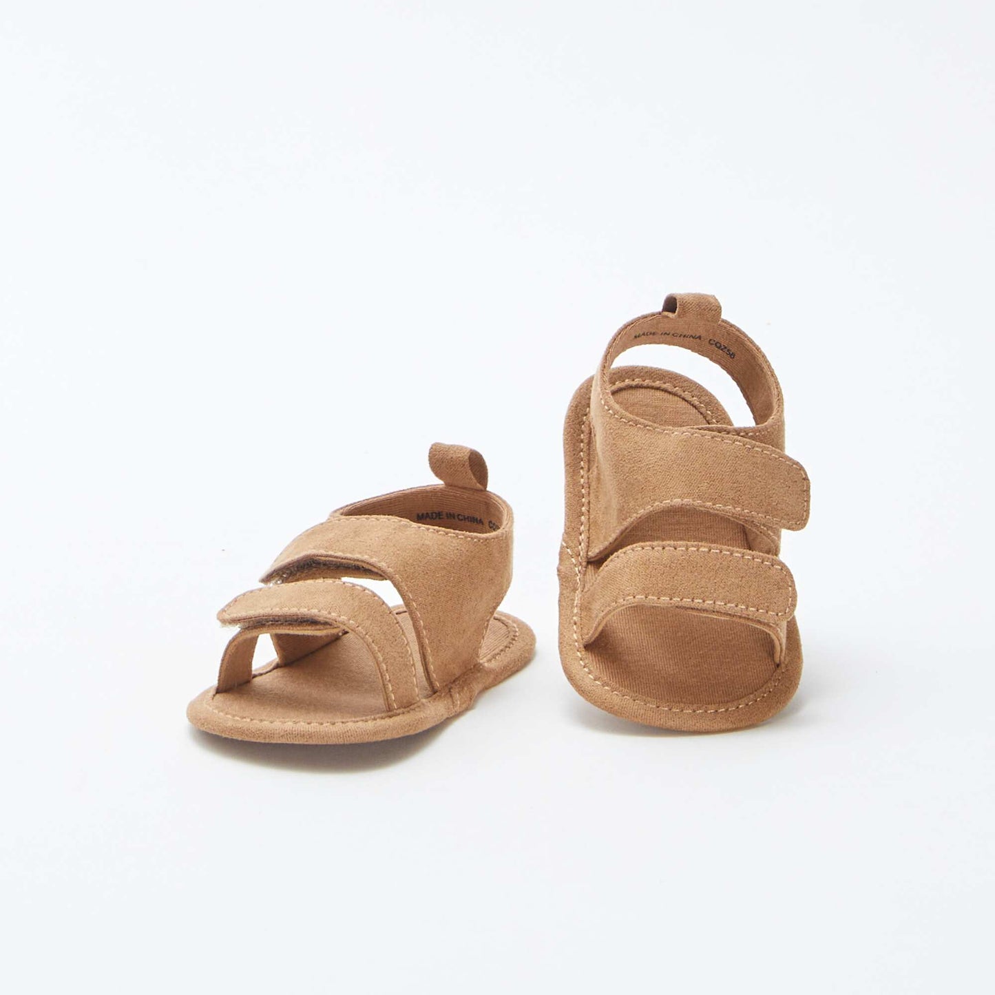 Canvas hook and loop sandals BROWN