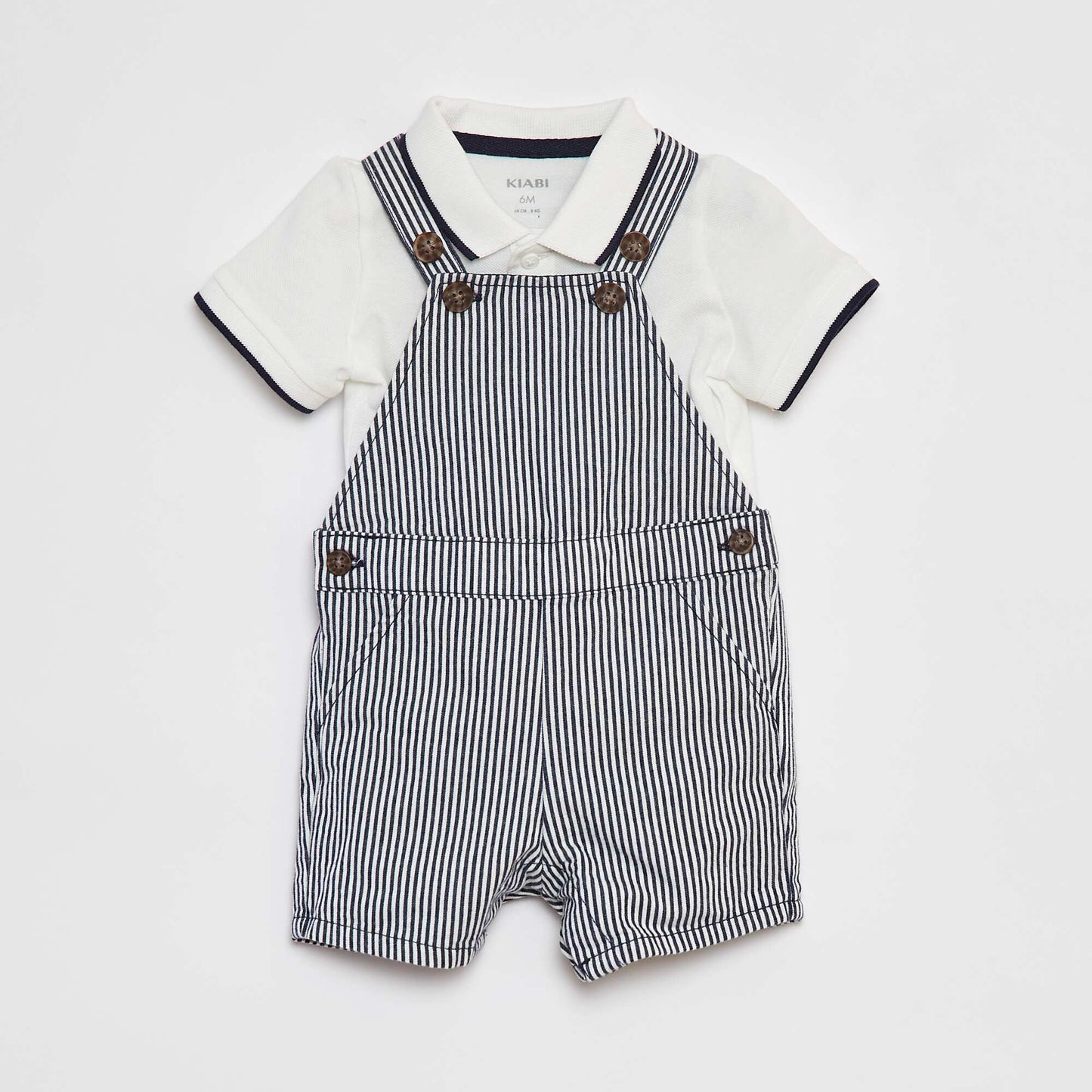 Polo shirt + dungarees set - 2-piece set WHITE