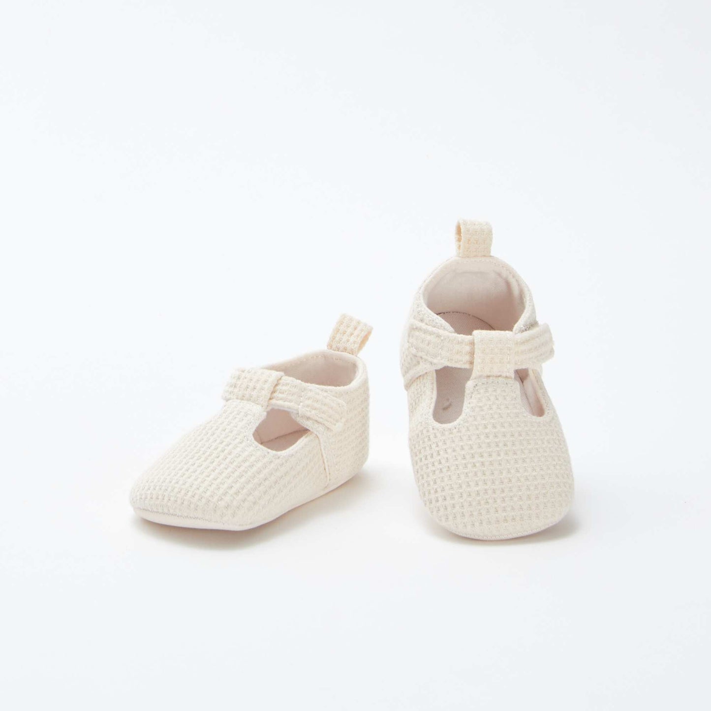 Cotton gauze semi-open slippers BEIGE