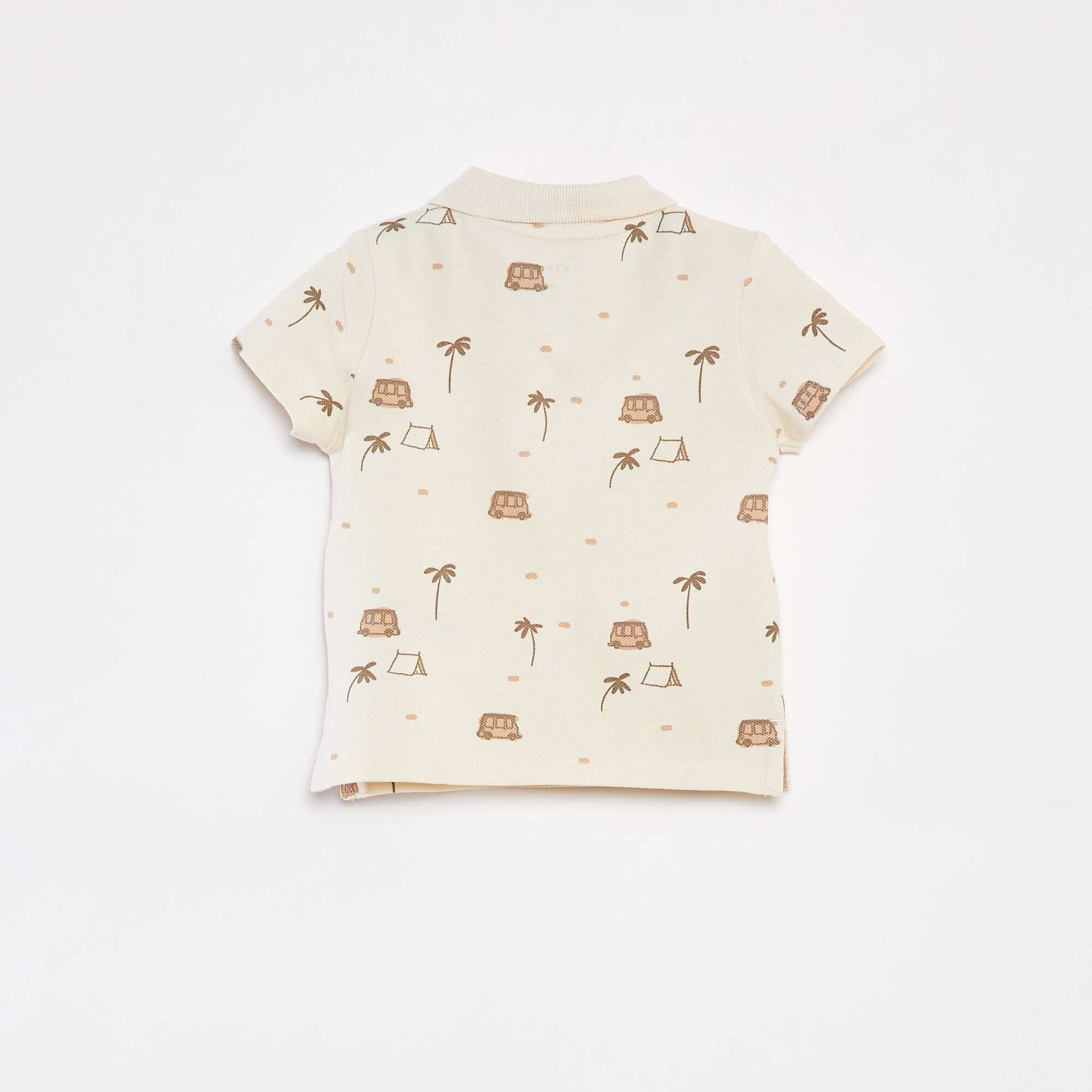 تيشرت بولو قصير الأكمام من القطن المخرم تيشرت بولو