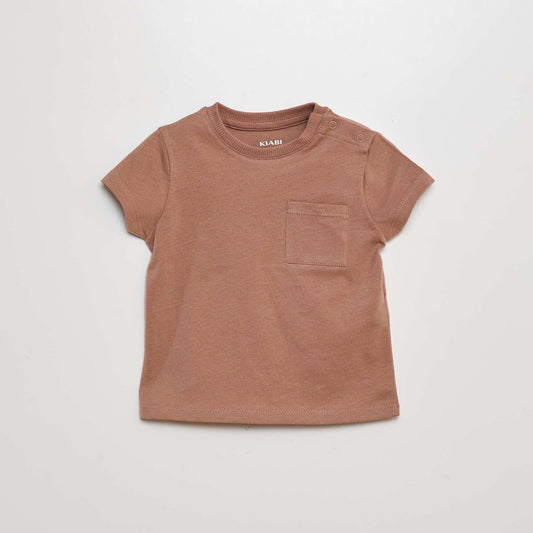 Plain short-sleeved T-shirt BROWN