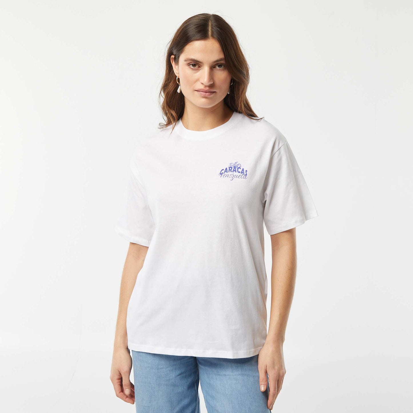 Printed short-sleeved jersey T-shirt WHITE