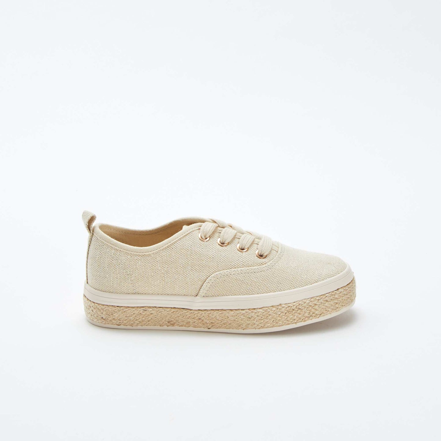 Low-top glittery canvas trainers BEIGE