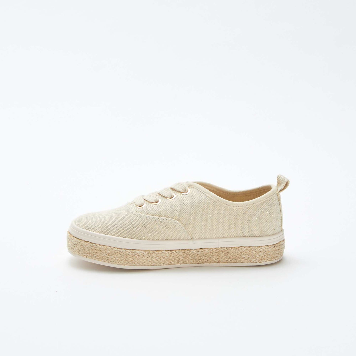 Low-top glittery canvas trainers BEIGE