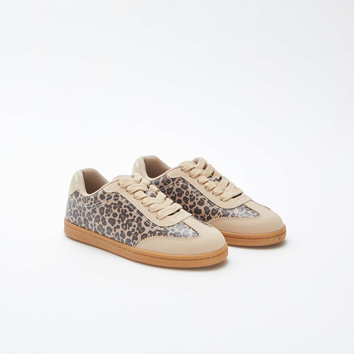 Leopard print trainers with laces BEIGE