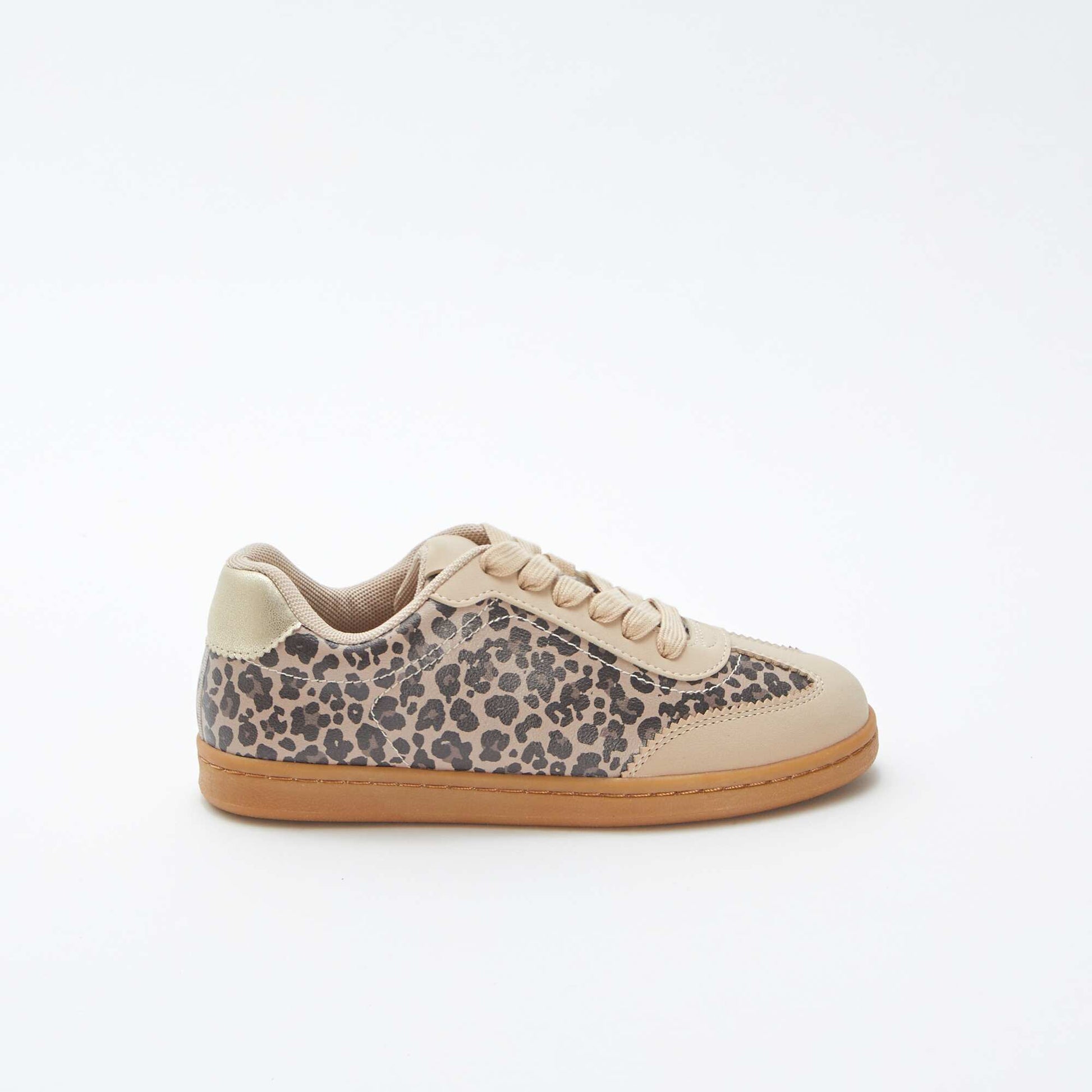 Leopard print trainers with laces BEIGE