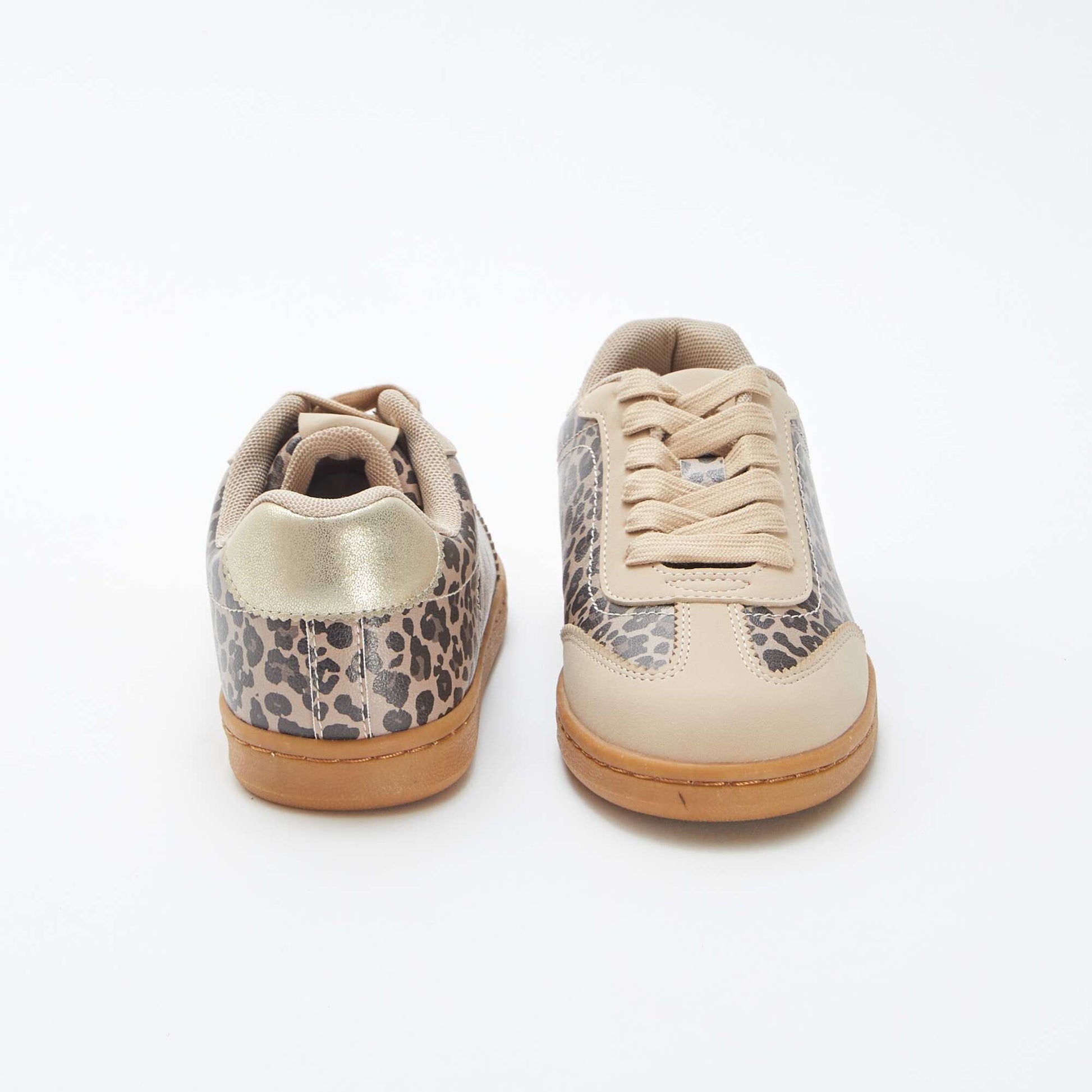 Leopard print trainers with laces BEIGE
