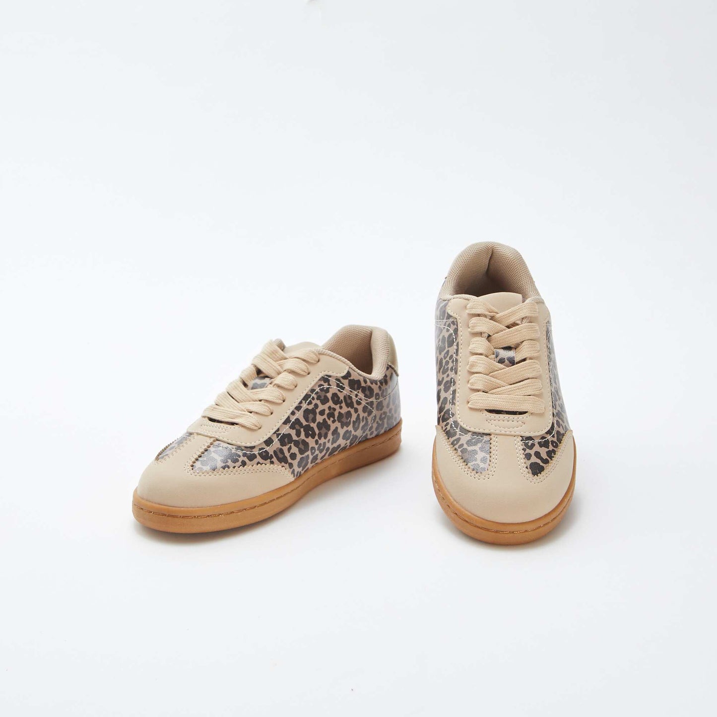 Leopard print trainers with laces BEIGE