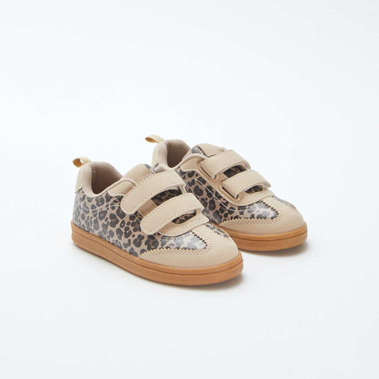 Low-top leopard print trainers BEIGE