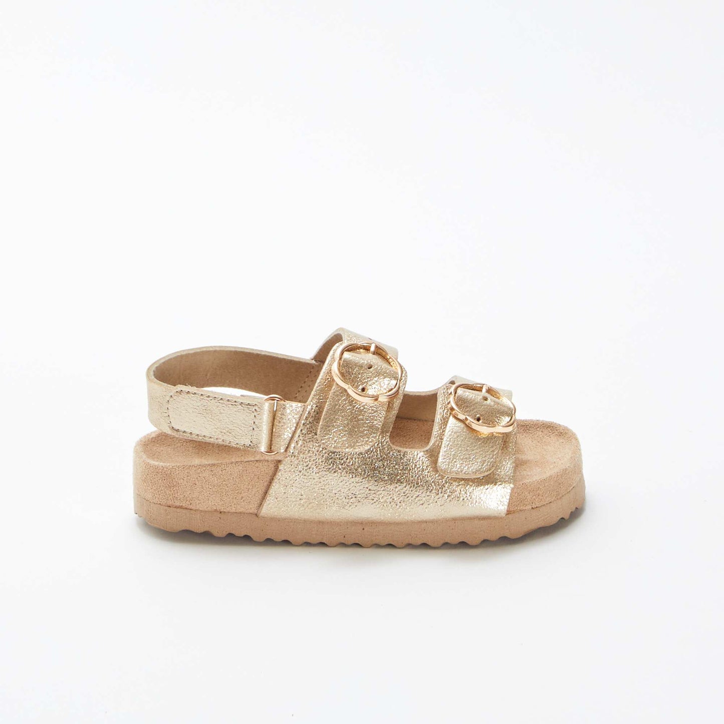 Shiny sandals with flower buckles BEIGE