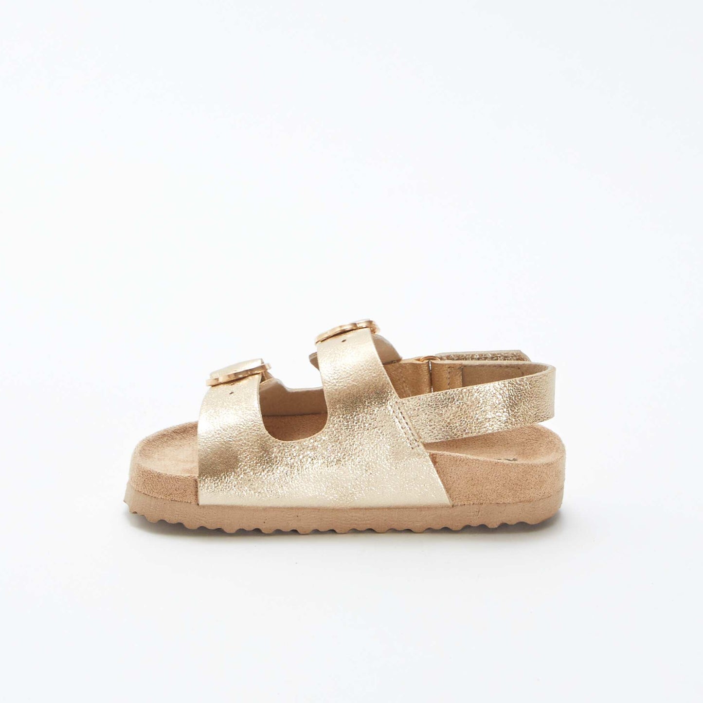 Shiny sandals with flower buckles BEIGE