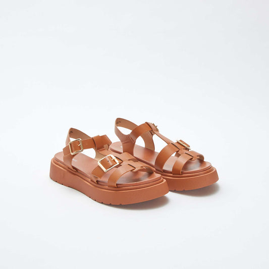 Synthetic sandals BROWN