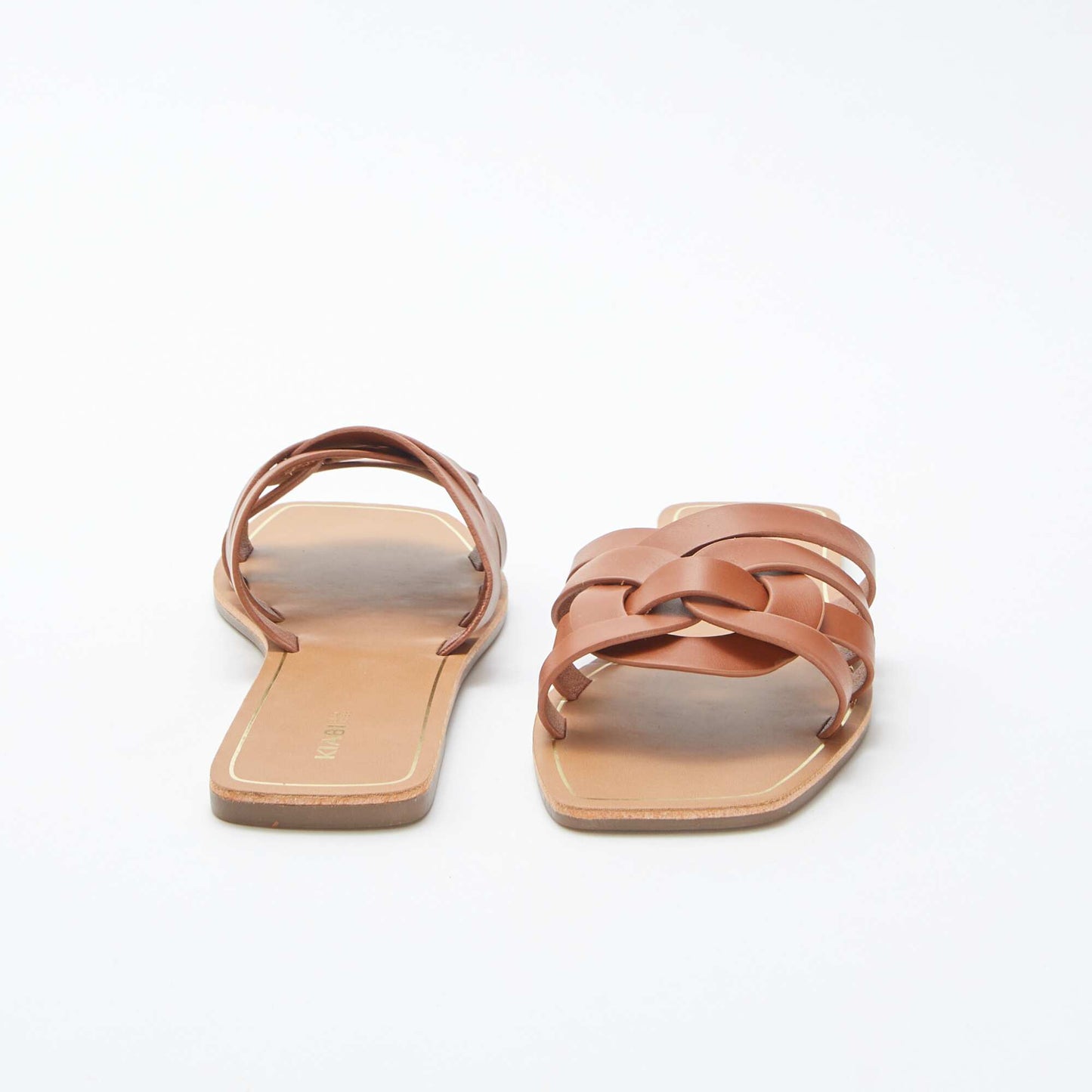 Sandals with crossover straps BROWN