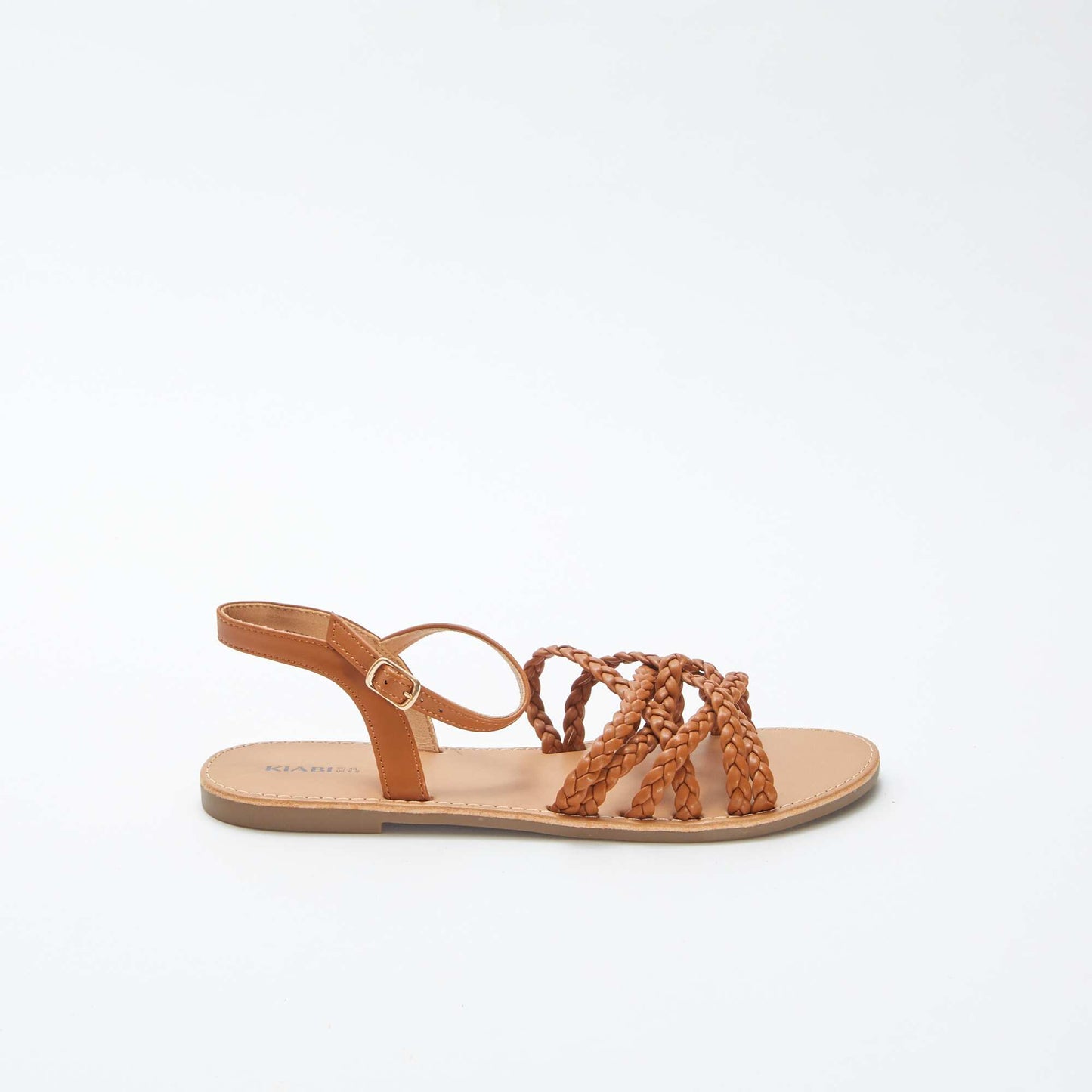 Sandals with crossover braided straps BROWN