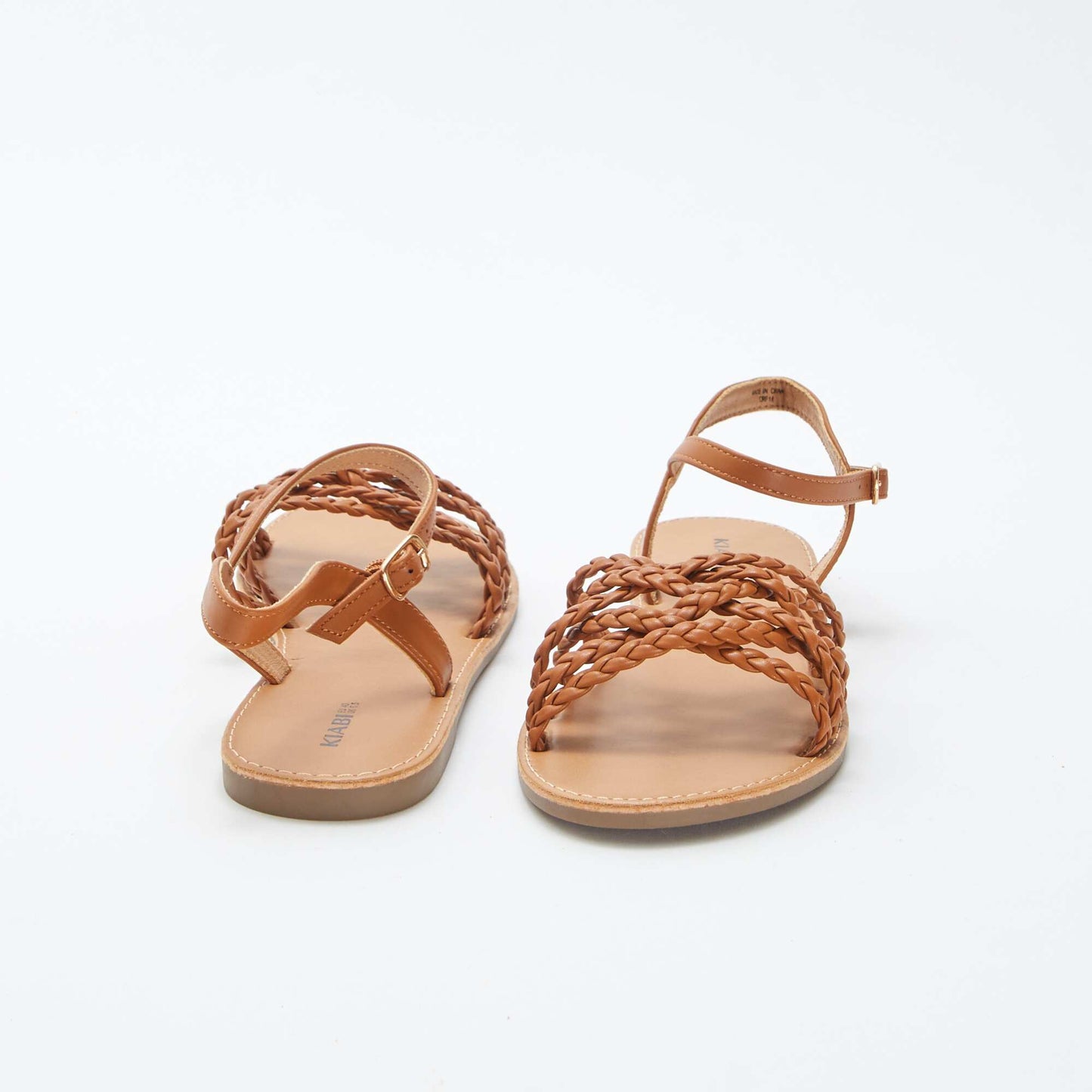 Sandals with crossover braided straps BROWN