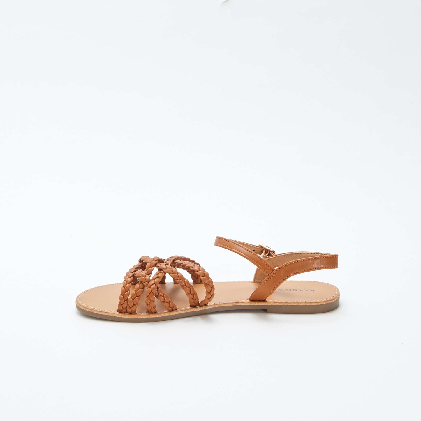 Sandals with crossover braided straps BROWN