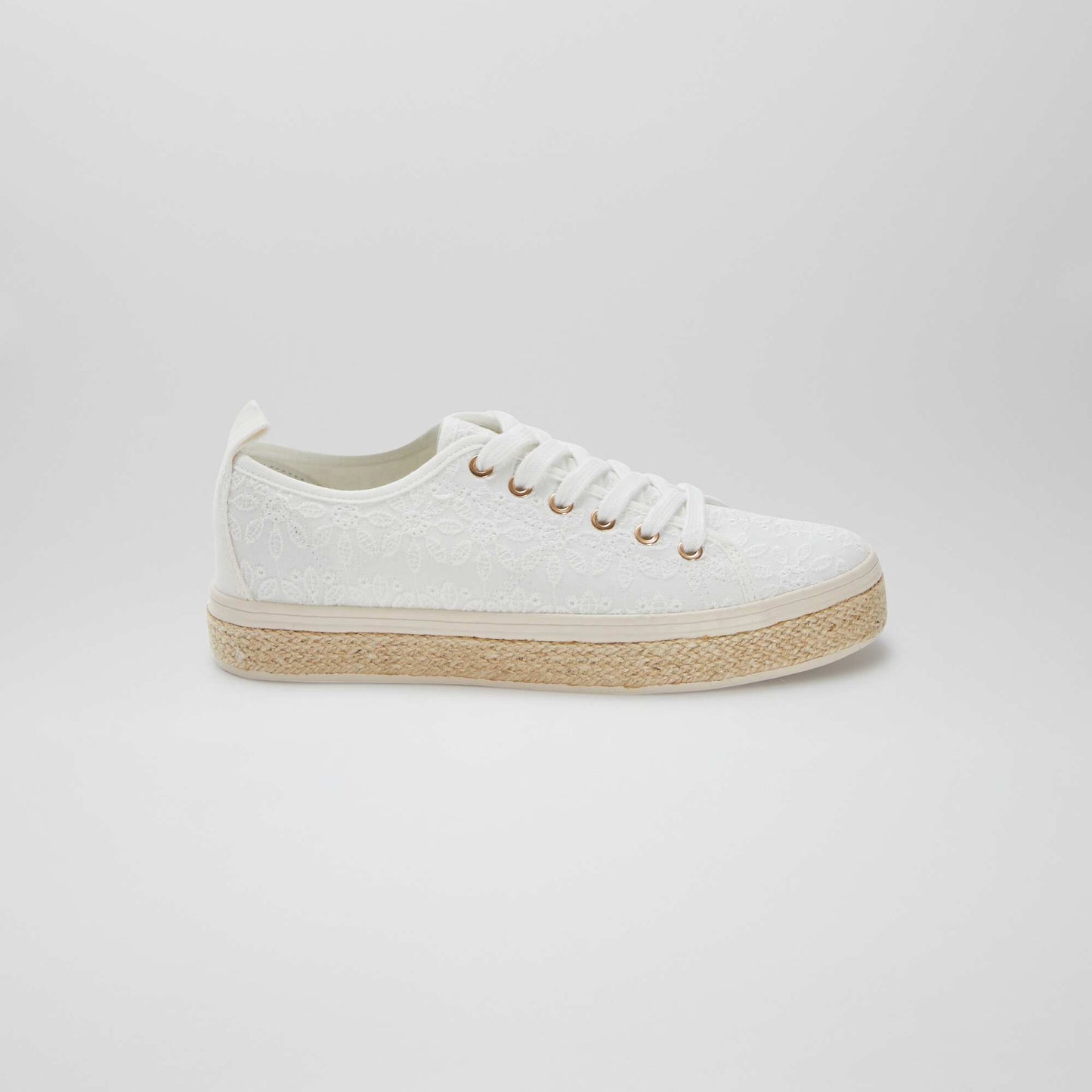 Low-top trainers with embroidered flower motifs WHITE