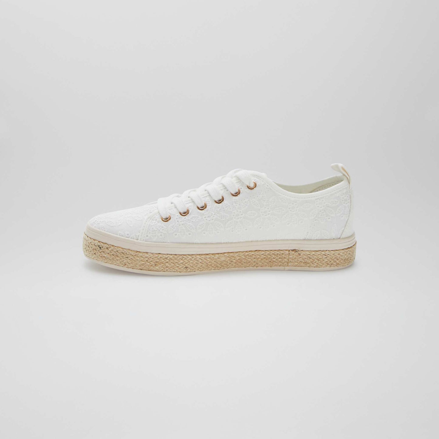 Low-top trainers with embroidered flower motifs WHITE