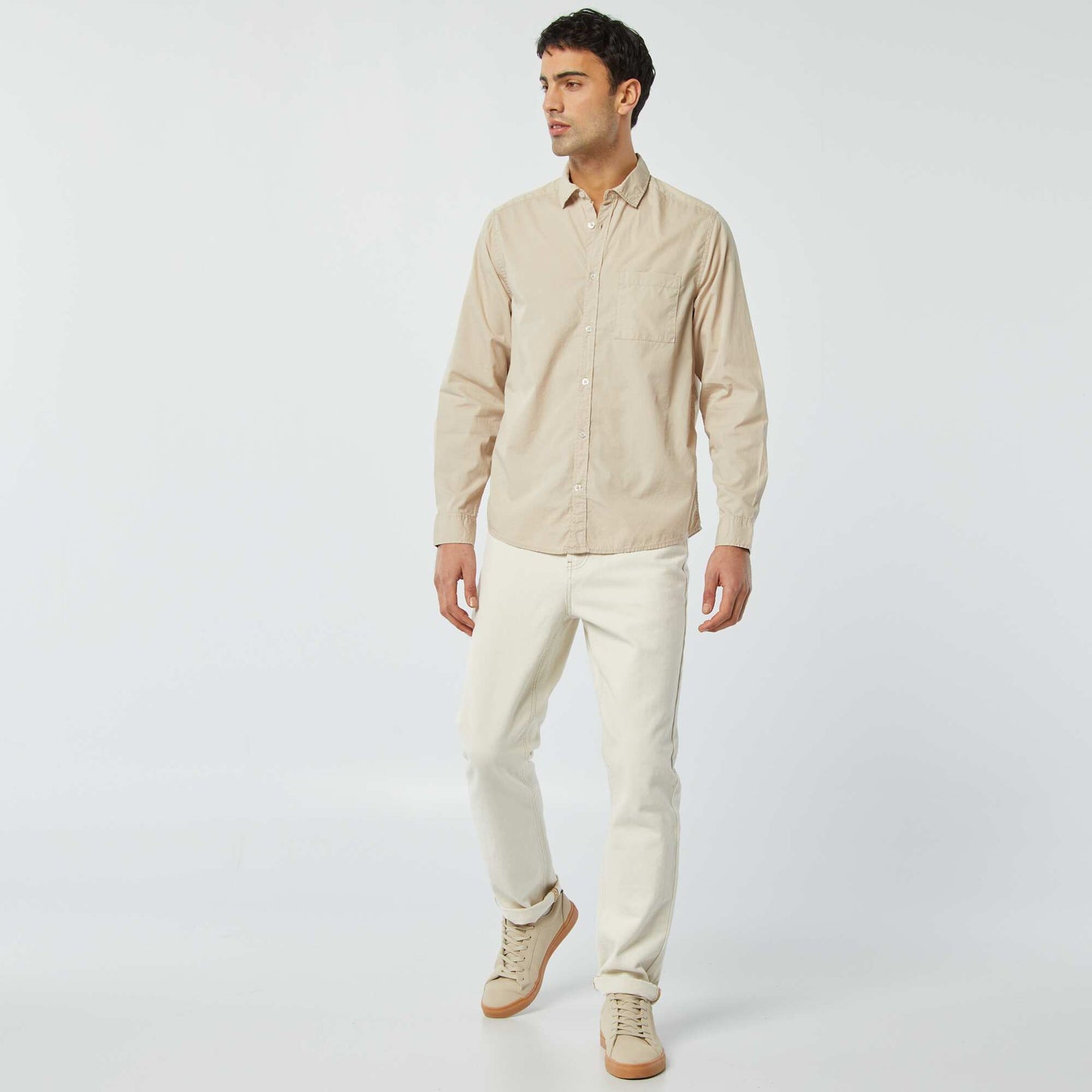 Regular-fit poplin shirt BEIGE