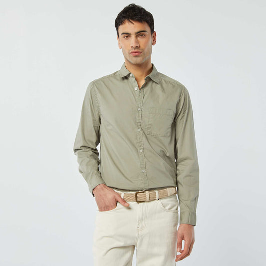 Regular-fit poplin shirt GREEN