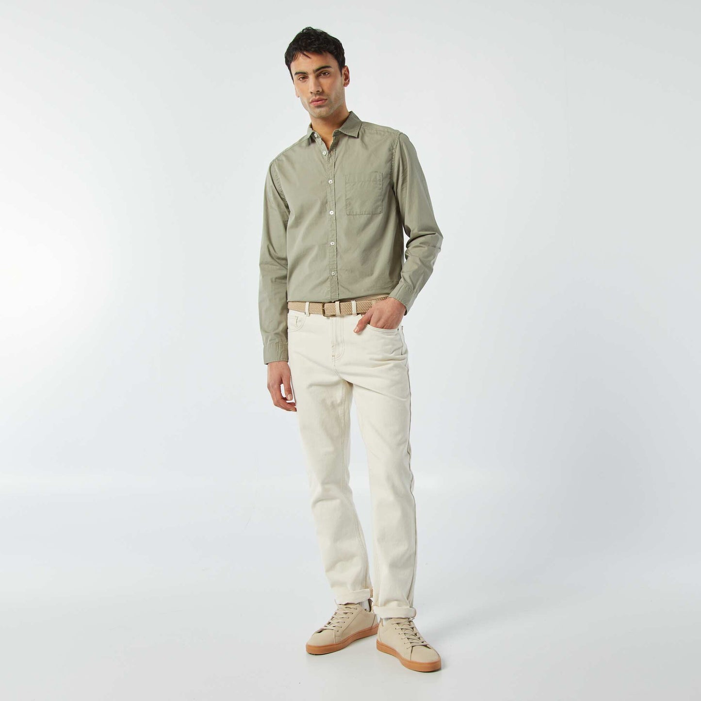 Regular-fit poplin shirt GREEN