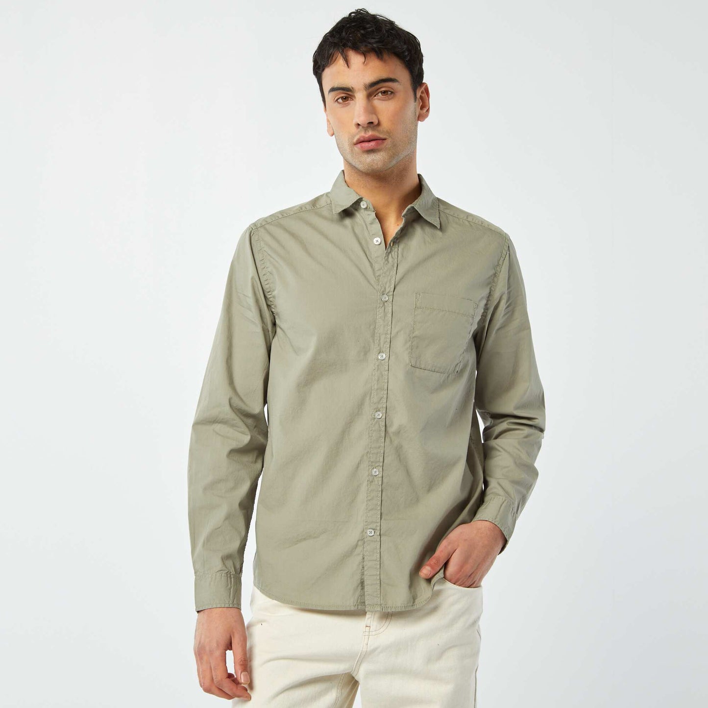 Regular-fit poplin shirt GREEN