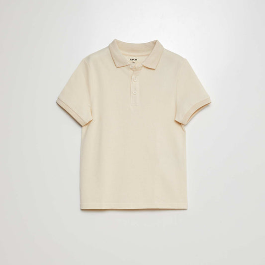 Plain piqué knit polo shirt BEIGE