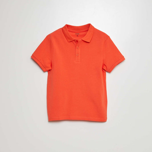 Plain piqué knit polo shirt RED