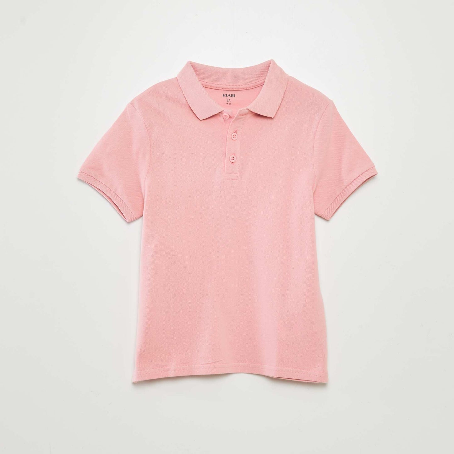 Plain piqué knit polo shirt PINK