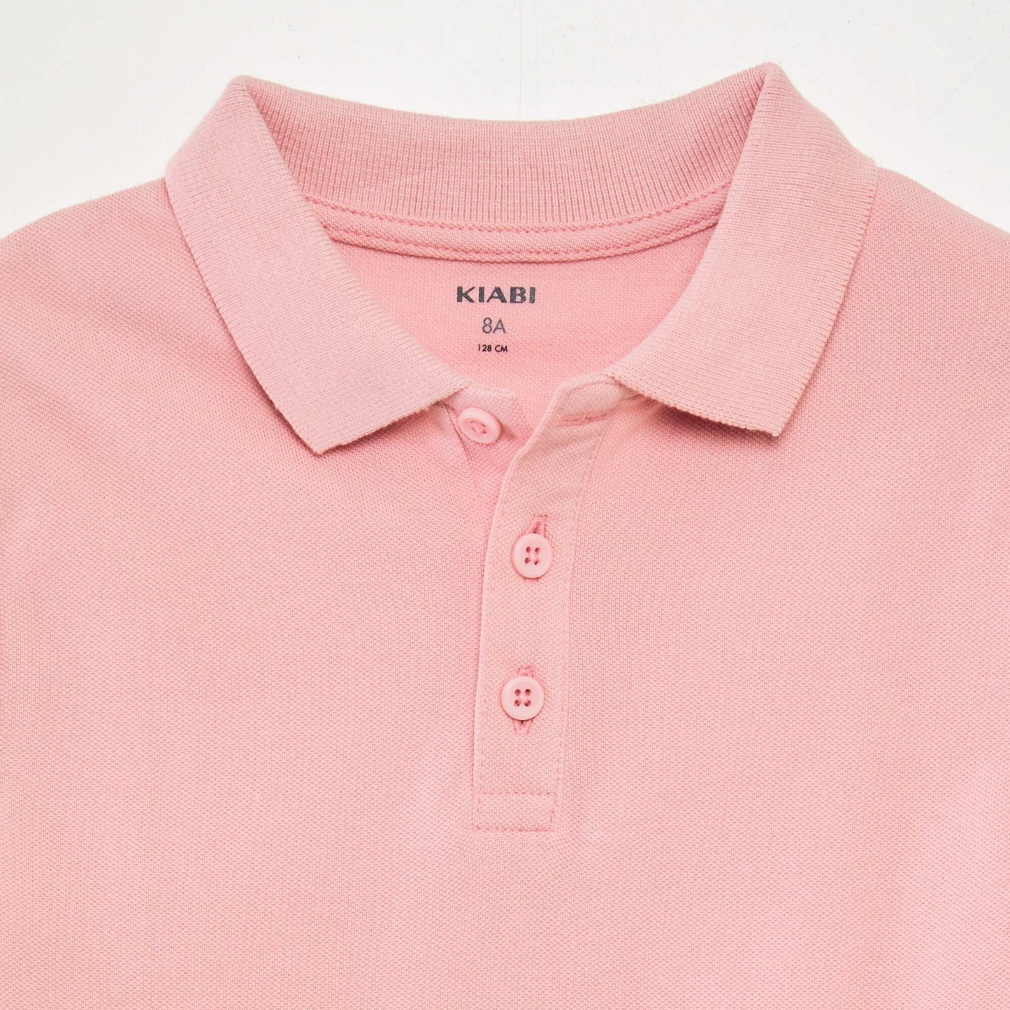 Plain piqué knit polo shirt PINK