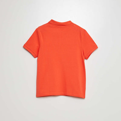 Plain piqué knit polo shirt RED