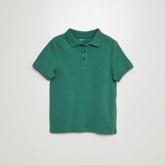 Plain piqué knit polo shirt GREEN