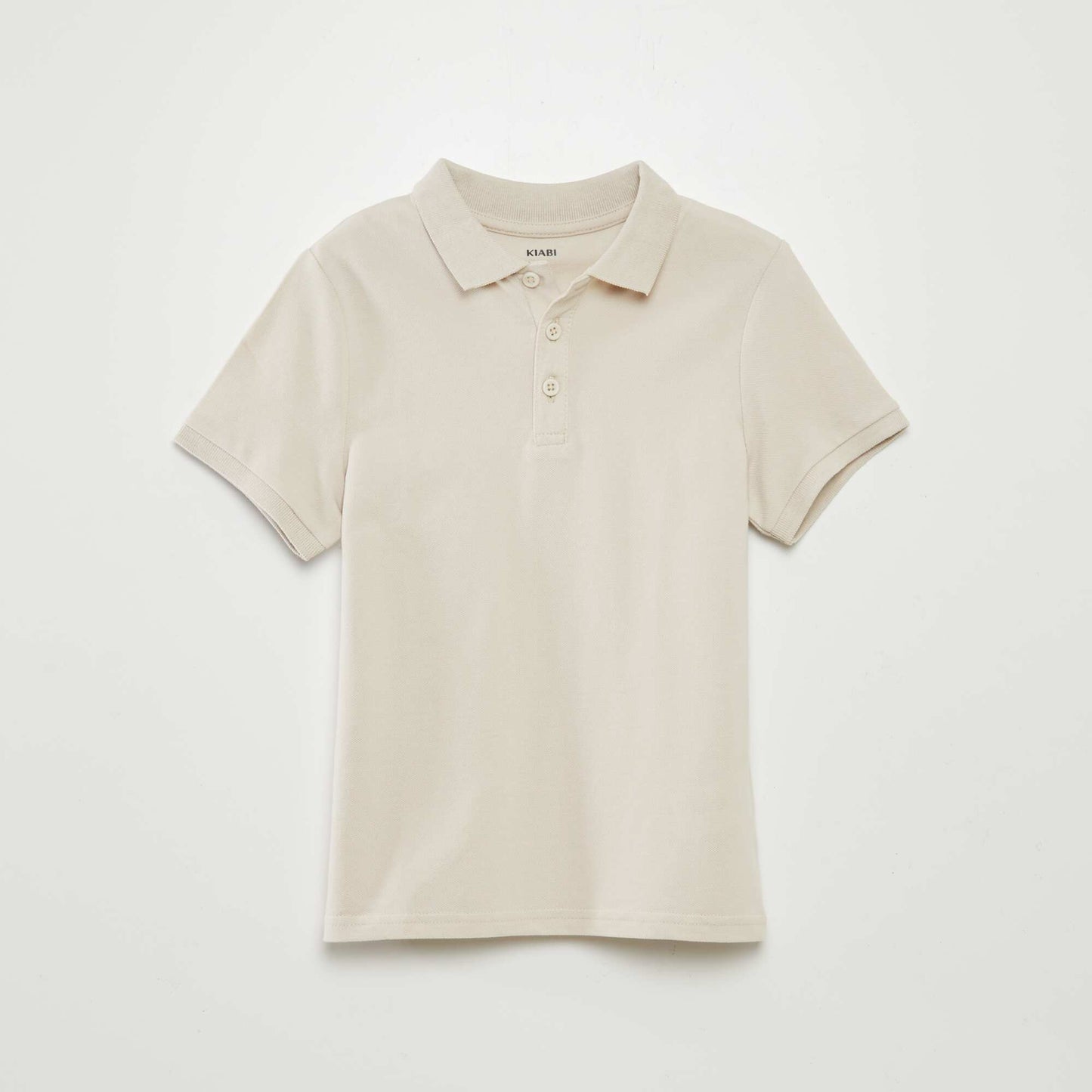 Plain piqué knit polo shirt BEIGE