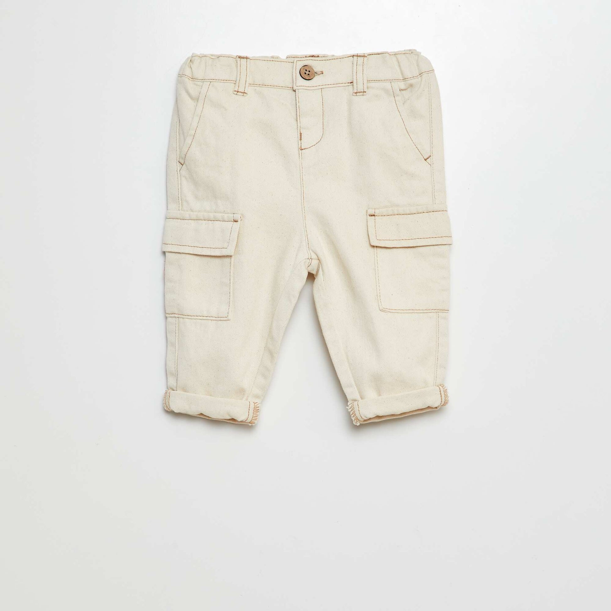 Paper bag trousers with adjustable waist WHITE