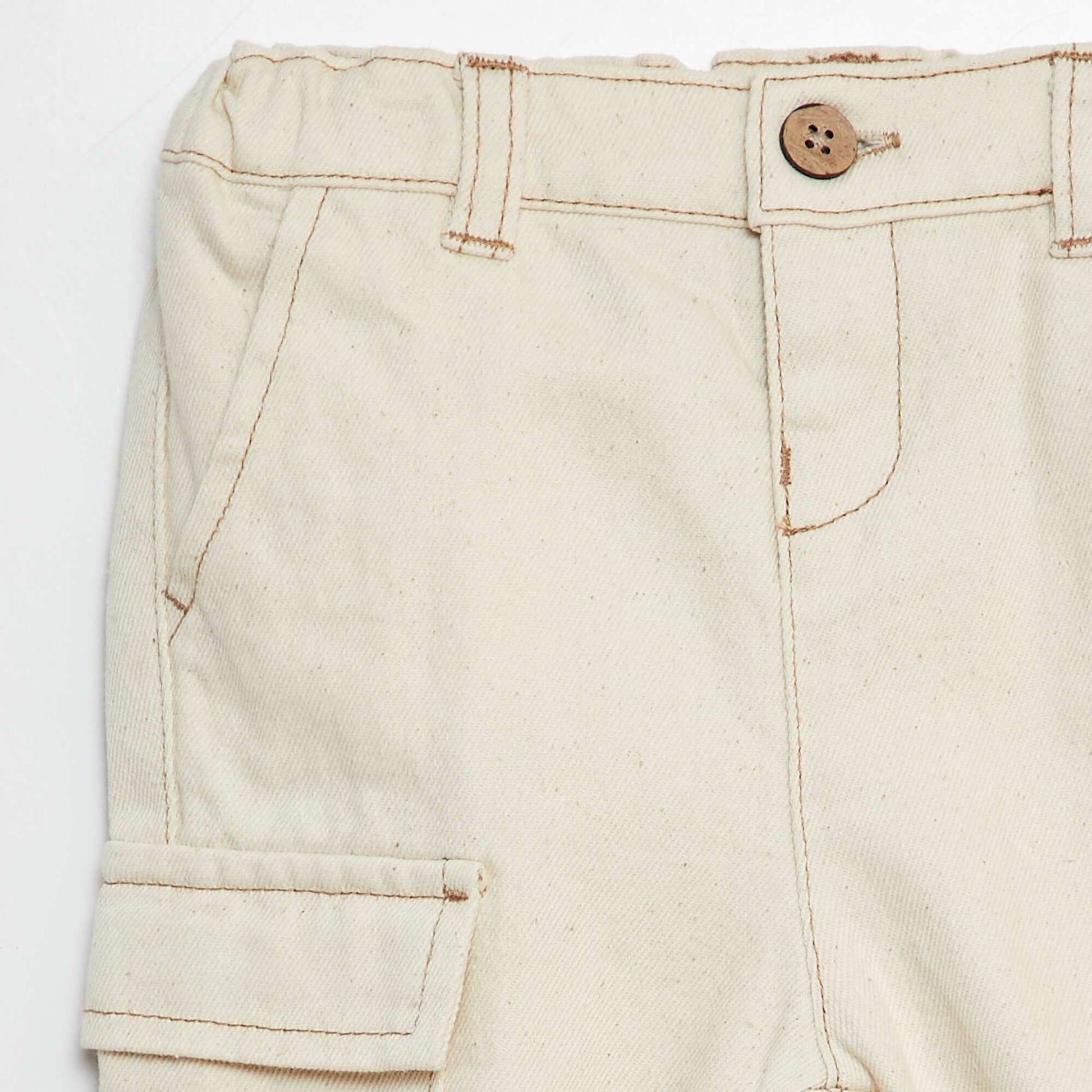 Paper bag trousers with adjustable waist WHITE