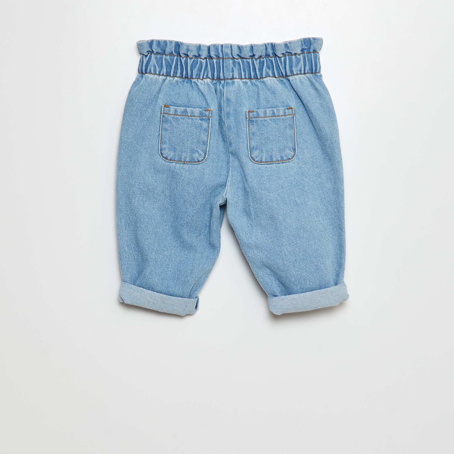 Embroidered paper bag jeans BLUE
