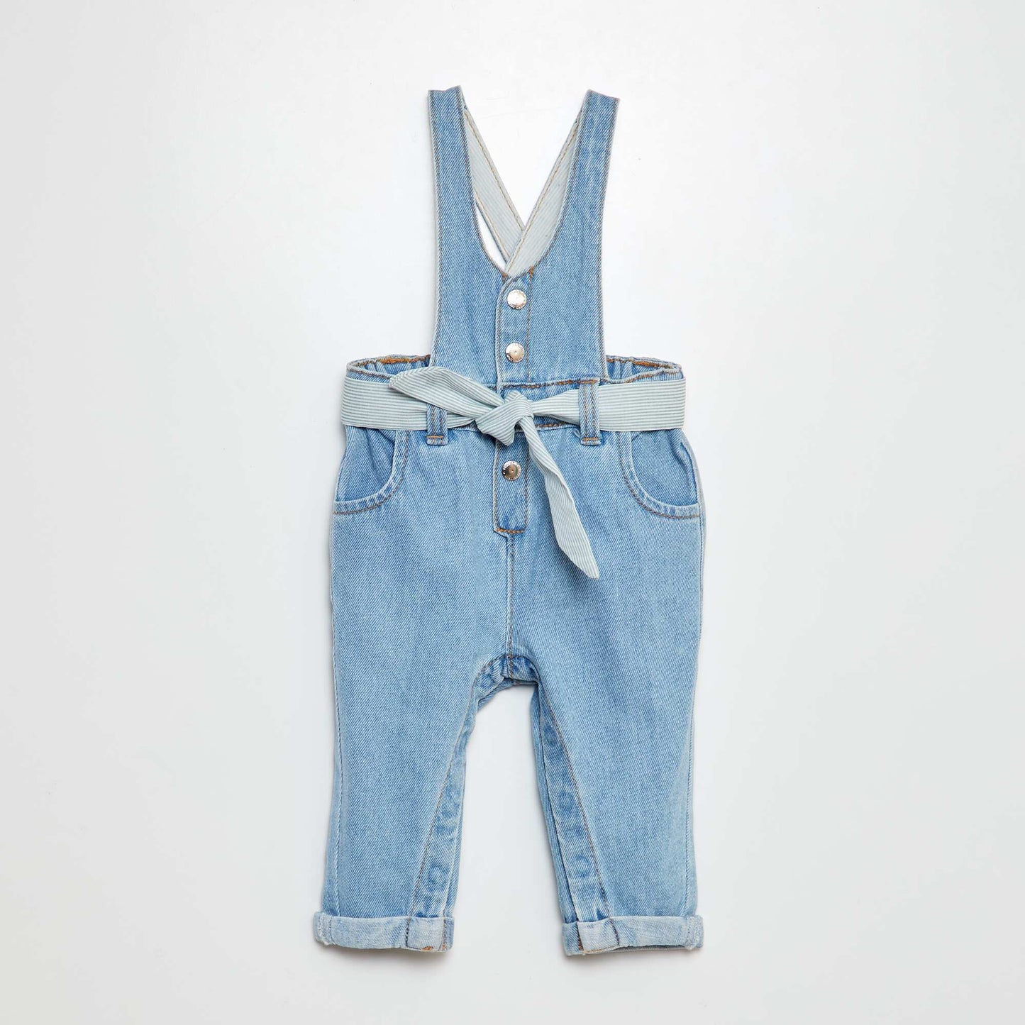 Denim dungarees with belt BLUE