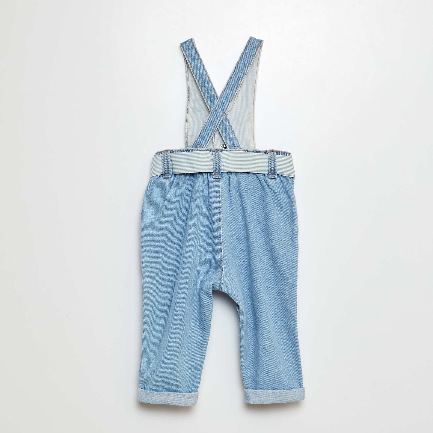 Denim dungarees with belt BLUE