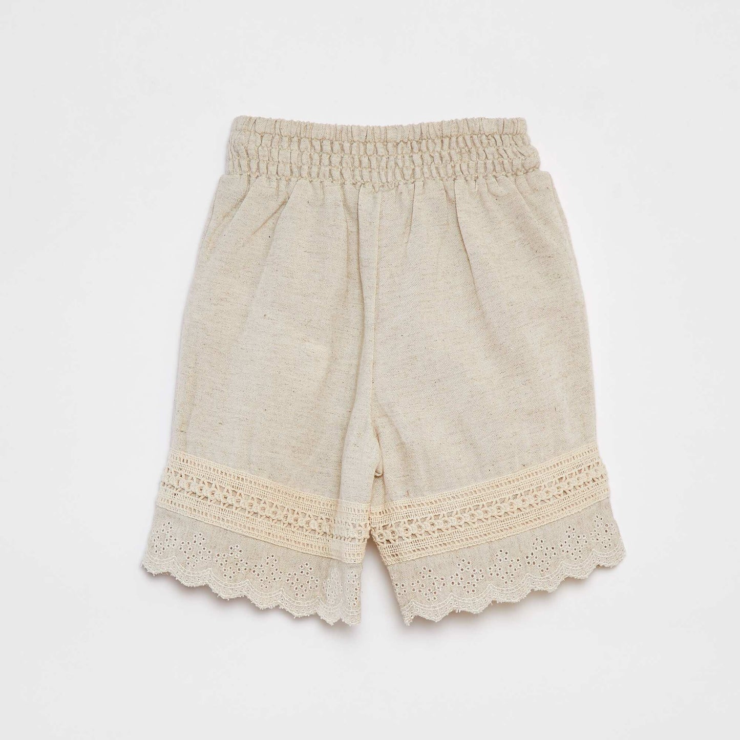 Trousers with embroidered and macramé detailing WHITE